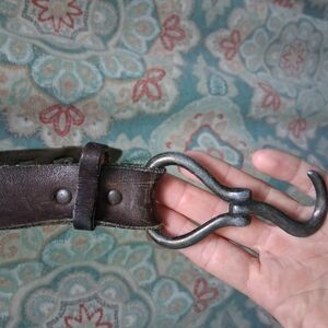 Rustic Brown Leather Belt with Metal Rivets